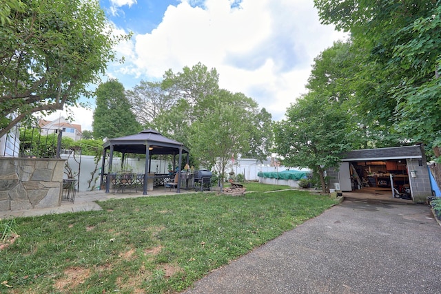 229 Hauser St, Waterbury, CT 06704 - view of yard with a gazebo, a patio, and a shed