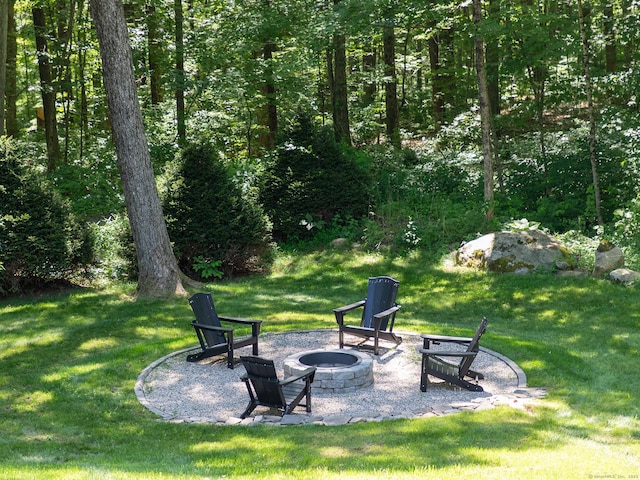 40 Revere Rd, Washington, CT 06793 - view of green lawn featuring an outdoor fire pit
