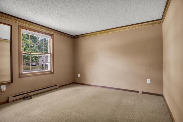 18 Saint Joseph Ct, Groton, CT 06340 - empty room with a baseboard radiator, light carpet, and a textured ceiling