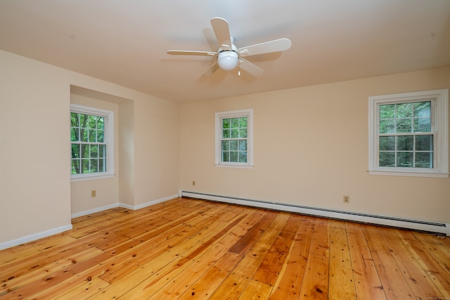 30 Streamview Cir, Guilford, CT 06437 - spare room with a baseboard heating unit, light wood finished floors, and ceiling fan