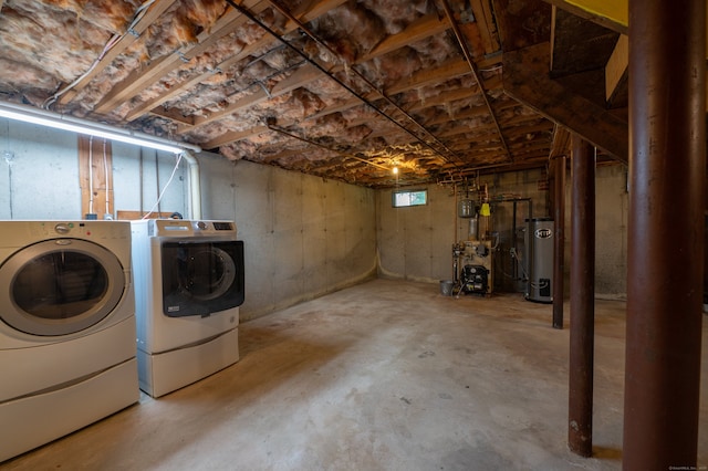 30 Streamview Cir, Guilford, CT 06437 - basement with water heater, washing machine and clothes dryer, and a heating unit