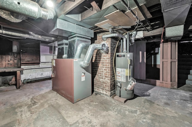 2 Scofield Pl, Norwalk, CT 06855 - unfinished below grade area with water heater, heating unit, and stairway