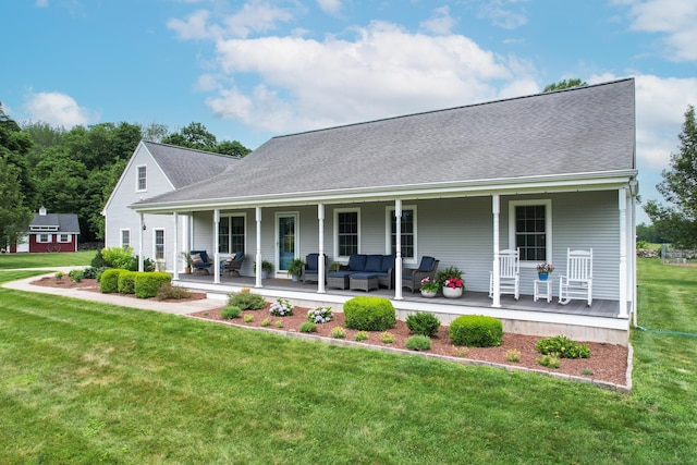 40 Briggs Rd, Lebanon, CT 06249 - view of front of home with a porch, a front yard, an outdoor living space, and a shingled roof