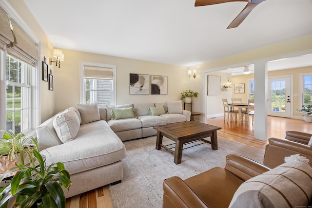 40 Briggs Rd, Lebanon, CT 06249 - living area with light wood-style flooring and ceiling fan