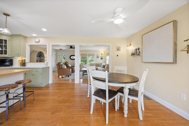 40 Briggs Rd, Lebanon, CT 06249 - dining room featuring ceiling fan, light wood-type flooring, and recessed lighting