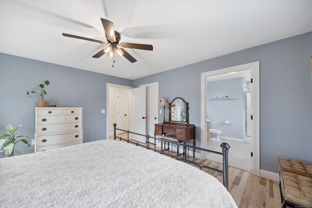 40 Briggs Rd, Lebanon, CT 06249 - bedroom featuring light wood-type flooring, ensuite bathroom, and ceiling fan