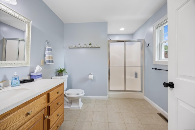40 Briggs Rd, Lebanon, CT 06249 - full bath with vanity, a shower stall, and tile patterned floors