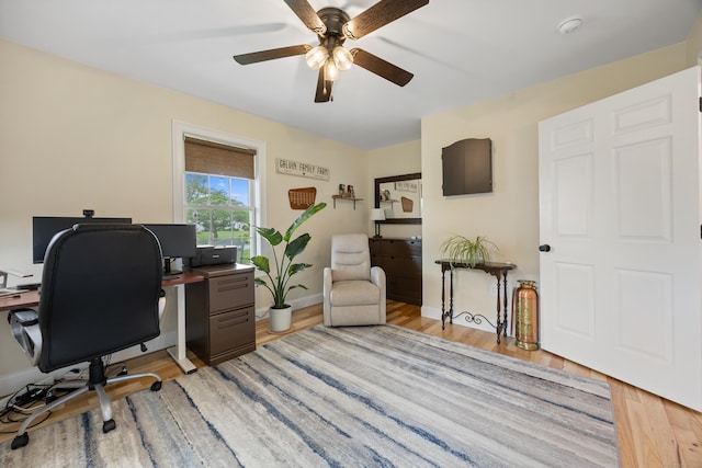 40 Briggs Rd, Lebanon, CT 06249 - home office with ceiling fan and light wood-style flooring