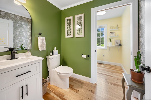 40 Briggs Rd, Lebanon, CT 06249 - bathroom featuring vanity, wood finished floors, and crown molding
