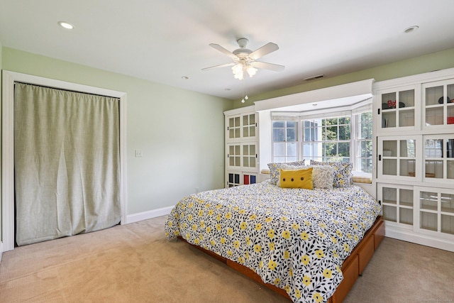 25 Encampment Pl, Ridgefield, CT 06877 - bedroom featuring light colored carpet, ceiling fan, and recessed lighting