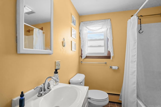 53 Cleveland St, Putnam, CT 06260 - bathroom with a baseboard radiator, tile patterned floors, and vanity