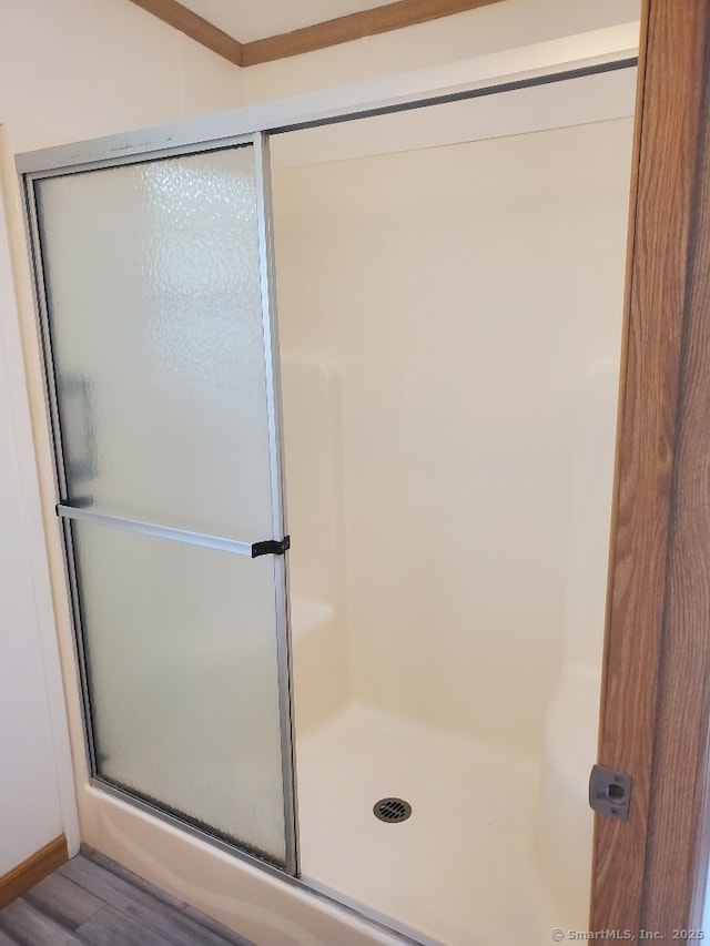 252 Old Canterbury Tpke Lot 19, Norwich, CT 06360 - bathroom with a stall shower and wood finished floors