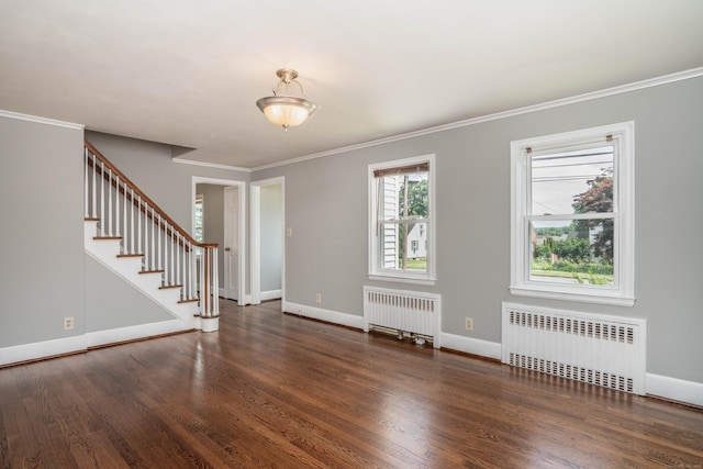 30 Jackson Ave, West Hartford, CT 06110 - foyer featuring radiator heating unit, ornamental molding, wood finished floors, and stairs