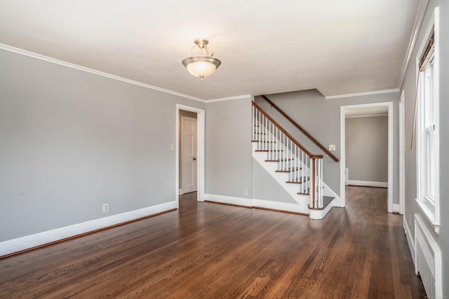 30 Jackson Ave, West Hartford, CT 06110 - foyer entrance featuring dark wood-style floors, stairs, and ornamental molding