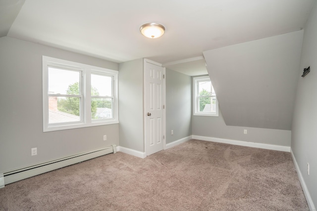 30 Jackson Ave, West Hartford, CT 06110 - additional living space with a baseboard radiator, carpet floors, and lofted ceiling