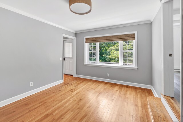 39 Clover Dr, Wilton, CT 06897 - spare room with crown molding, light wood finished floors, and a baseboard heating unit