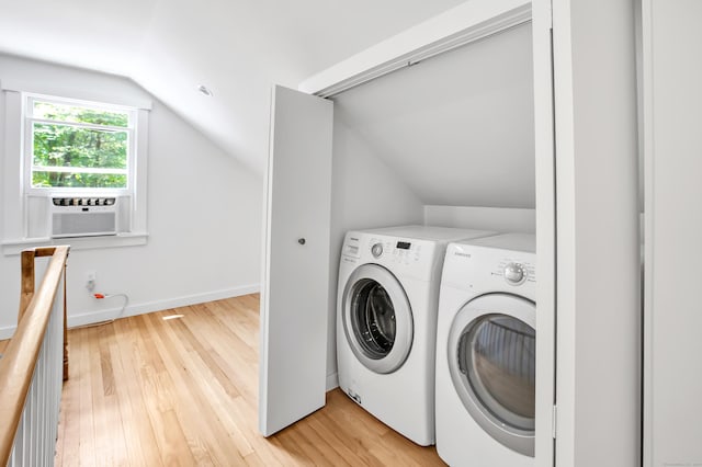 39 Clover Dr, Wilton, CT 06897 - laundry room featuring cooling unit, separate washer and dryer, and light wood-style flooring