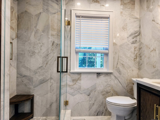 3 Old Woods Rd, Brookfield, CT 06804 - full bath featuring a shower stall, vanity, and tile walls