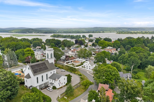 5 S Main St, Essex, CT 06426 - aerial view of property's location with a nearby body of water and property parcel outlined