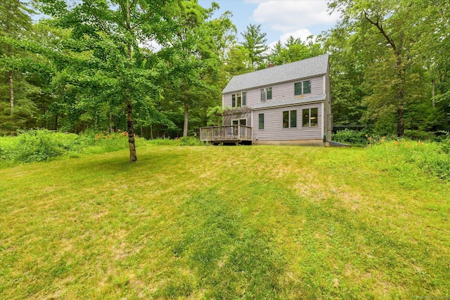 853 Pole Bridge Rd, Woodstock, CT 06281 - rear view of property featuring a yard and a deck