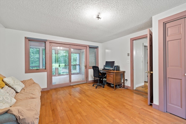853 Pole Bridge Rd, Woodstock, CT 06281 - office featuring light wood-type flooring and a textured ceiling