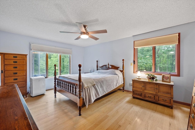 853 Pole Bridge Rd, Woodstock, CT 06281 - bedroom featuring light wood-type flooring, a textured ceiling, and a ceiling fan