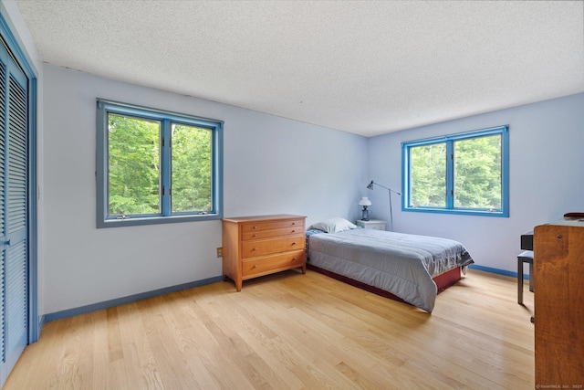 853 Pole Bridge Rd, Woodstock, CT 06281 - bedroom with light wood-type flooring, a textured ceiling, and a closet