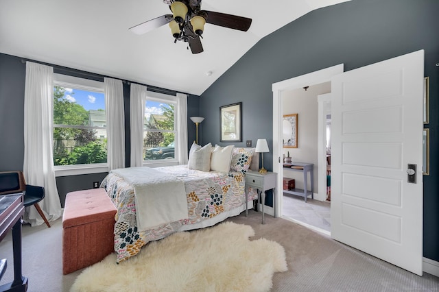 12 Scott St, West Haven, CT 06516 - carpeted bedroom with vaulted ceiling and a ceiling fan