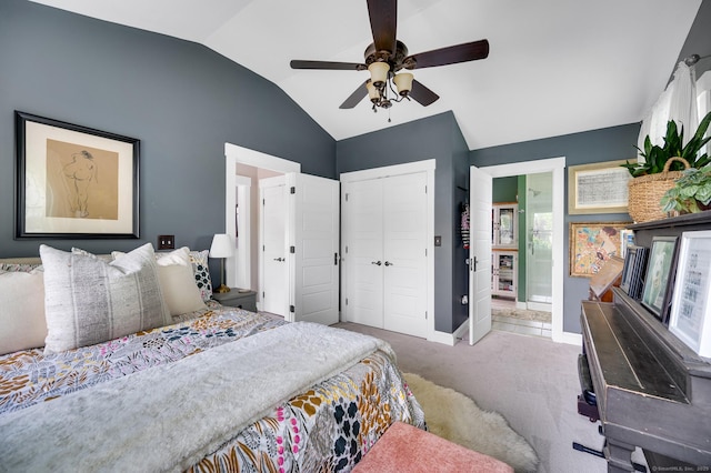 12 Scott St, West Haven, CT 06516 - bedroom featuring vaulted ceiling, carpet floors, ensuite bathroom, a ceiling fan, and a closet