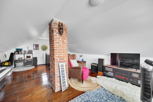 12 Scott St, West Haven, CT 06516 - living area with hardwood / wood-style floors and vaulted ceiling