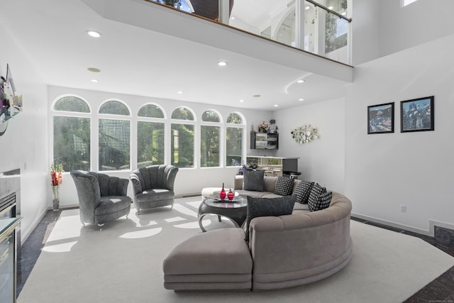45 Brookview Ct, Groton, CT 06340 - living area featuring a premium fireplace and recessed lighting