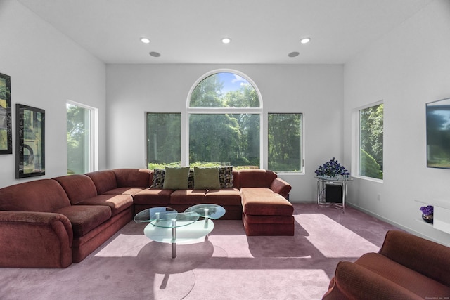 45 Brookview Ct, Groton, CT 06340 - living room featuring carpet floors, recessed lighting, and healthy amount of natural light