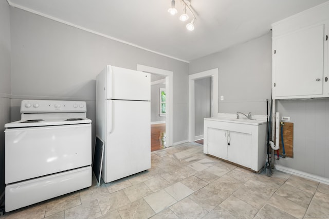 49 Freeman Ave, Norwich, CT 06360 - kitchen featuring white appliances, white cabinets, and light countertops