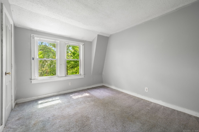 49 Freeman Ave, Norwich, CT 06360 - empty room featuring a textured ceiling, carpet, and vaulted ceiling