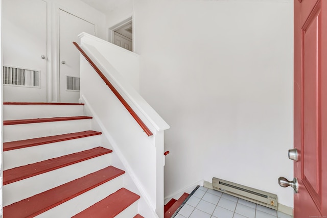 173 Russo Ave Unit 409, East Haven, CT 06513 - stairway with baseboard heating and tile patterned flooring