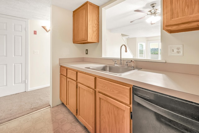 173 Russo Ave Unit 409, East Haven, CT 06513 - kitchen featuring dishwasher, light countertops, a ceiling fan, and light flooring