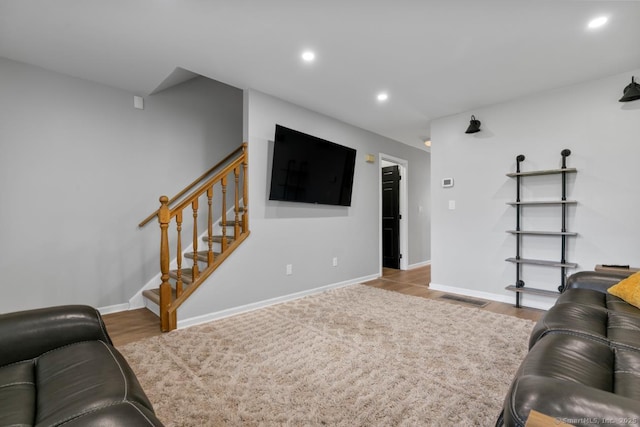 121 Russo Ave Unit 11, East Haven, CT 06513 - living room with stairs, recessed lighting, and wood finished floors