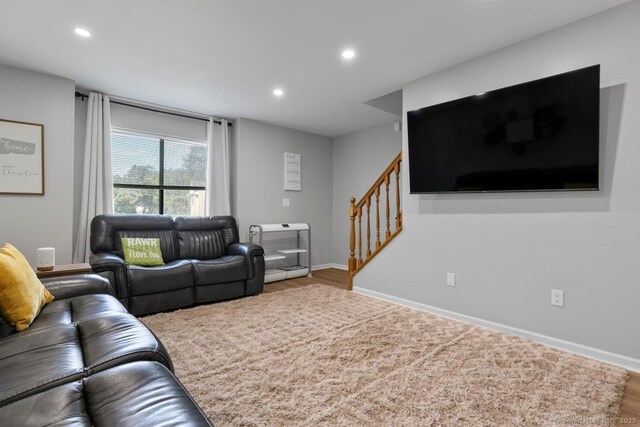 121 Russo Ave Unit 11, East Haven, CT 06513 - living room with stairs, recessed lighting, and wood finished floors