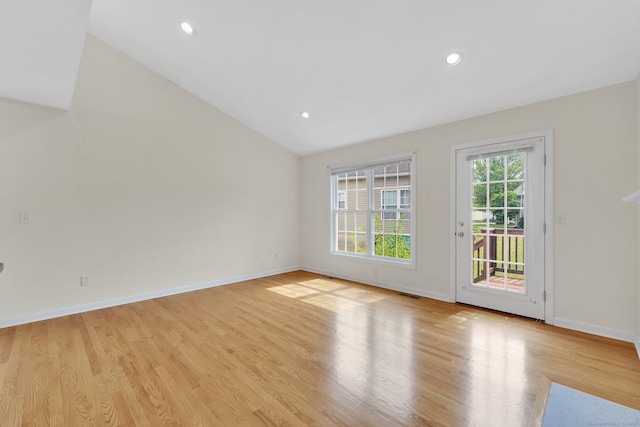 6 Mountainview Cir Unit 6, Ellington, CT 06029 - spare room with light wood-style flooring, recessed lighting, and lofted ceiling