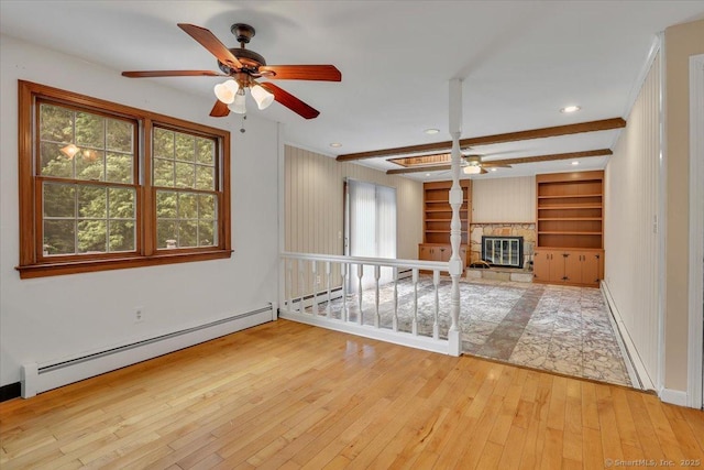 53 Montclair Dr, Manchester, CT 06042 - empty room with ceiling fan, a baseboard heating unit, hardwood / wood-style floors, plenty of natural light, and recessed lighting