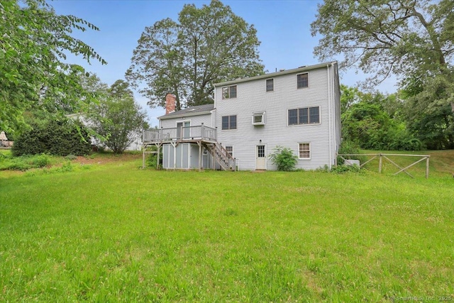 53 Montclair Dr, Manchester, CT 06042 - back of property with stairway, a deck, and a chimney