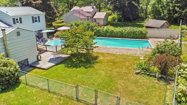 45 Canton Rd, Granby, CT 06035 - view of pool featuring a deck, a fenced backyard, and a gate