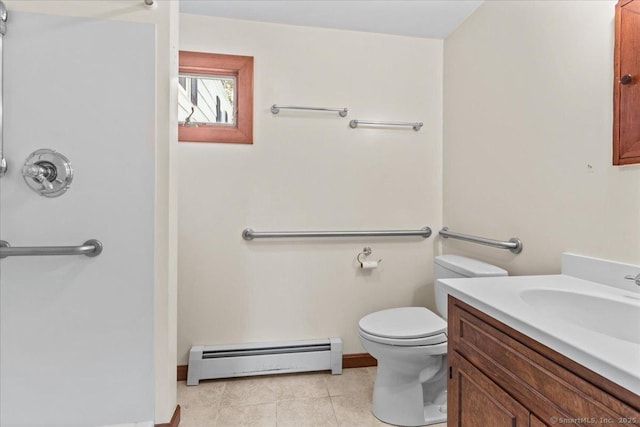 45 Canton Rd, Granby, CT 06035 - bathroom with a baseboard heating unit, vanity, and tile patterned flooring