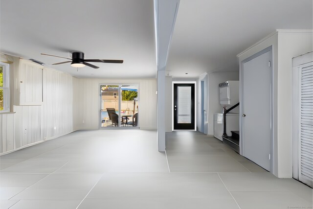45 Canton Rd, Granby, CT 06035 - unfurnished living room featuring tile patterned flooring and ceiling fan