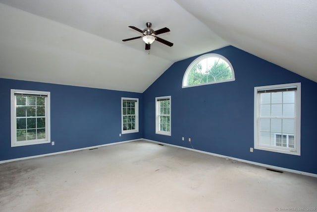 29 Quarry Ln, Hamden, CT 06518 - empty room with vaulted ceiling, carpet, and ceiling fan