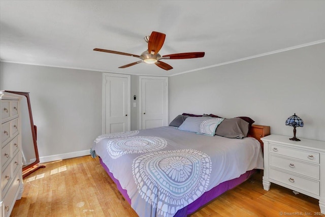 80 Bread And Milk St, Coventry, CT 06238 - bedroom with ornamental molding, light wood-style floors, and a ceiling fan