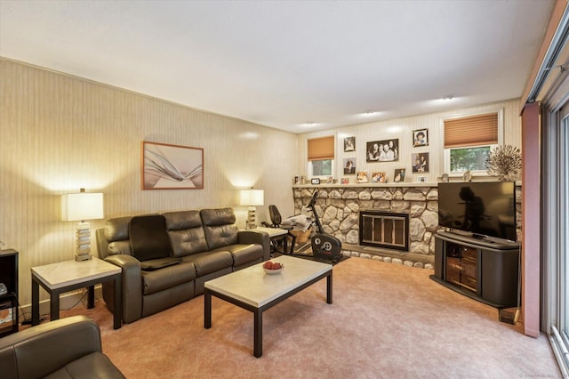 18 Banks Rd, Simsbury, CT 06070 - living area featuring carpet and a fireplace