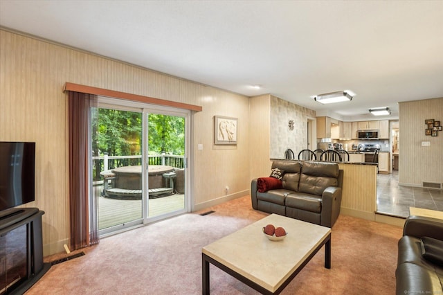 18 Banks Rd, Simsbury, CT 06070 - living area featuring light colored carpet and wallpapered walls