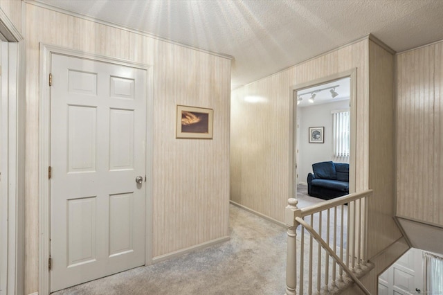 18 Banks Rd, Simsbury, CT 06070 - hallway featuring light carpet, a textured ceiling, and an upstairs landing