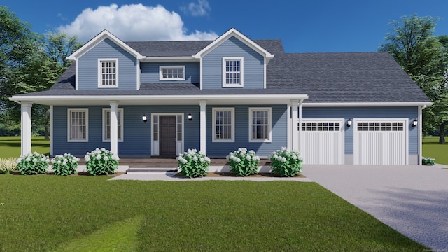9 Arrowhead Trl, Waterford, CT 06385 - view of front of property with concrete driveway, a garage, a porch, and a front yard